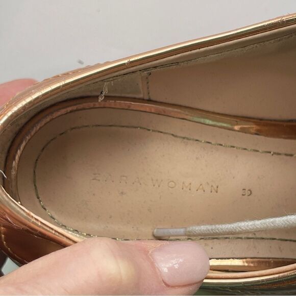 Zara Woman Rose Gold Oxfords, Size 8.5 (39) - Picture 5 of 11